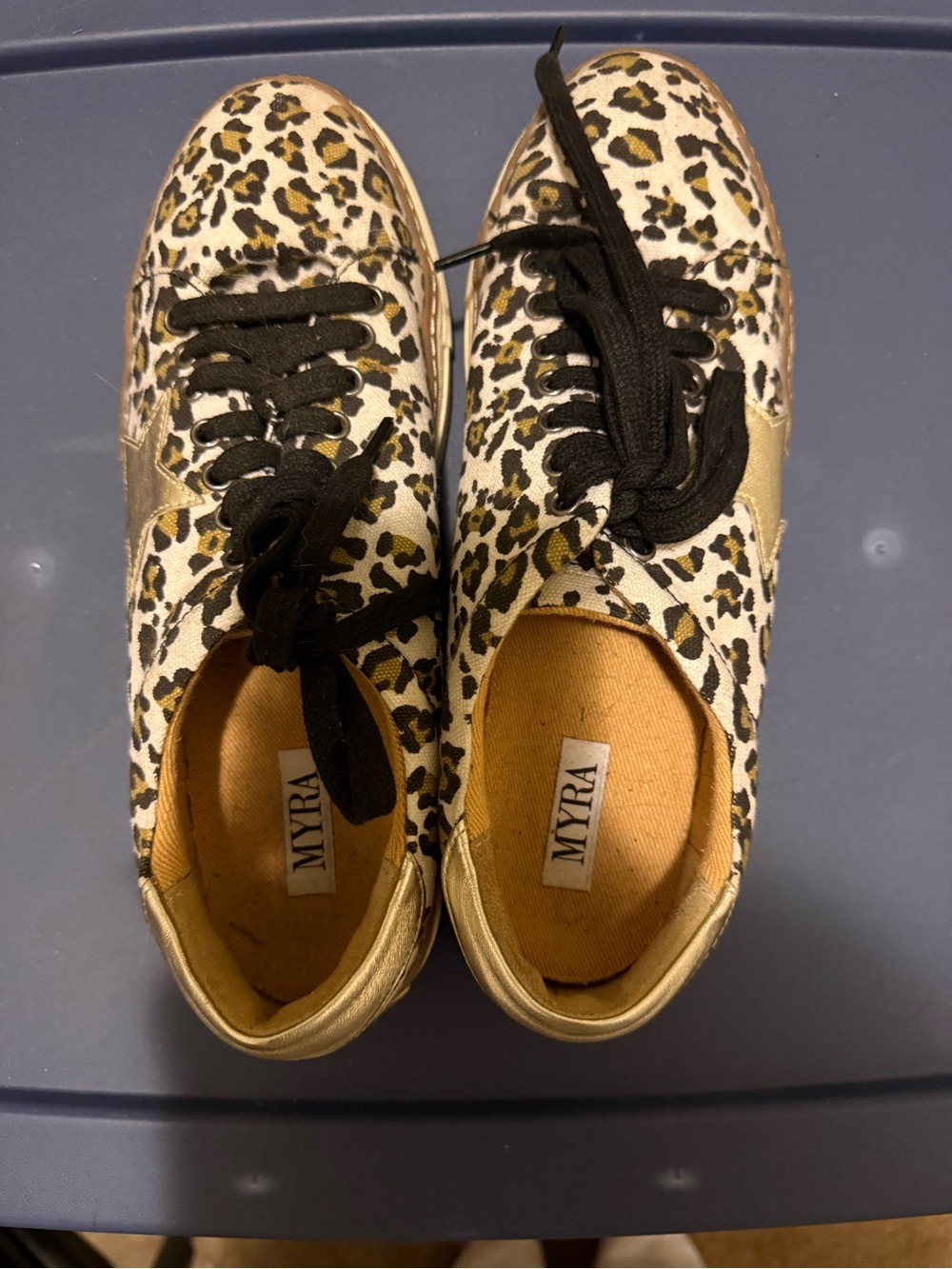 Myra Bag Leopard Print Sneakers with Gold Star - Picture 2 of 4